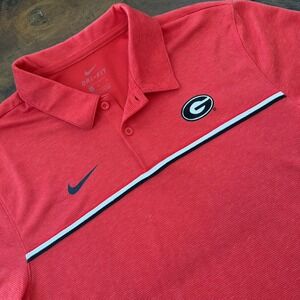 Georgia Bulldogs Shirt Mens Medium Red NCAA Football Nike Dri Fit Polo On Field